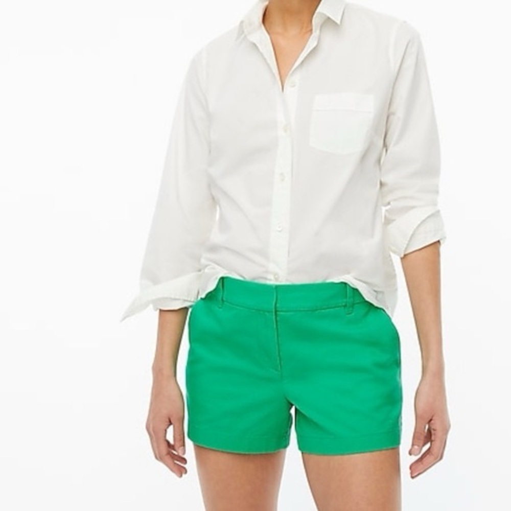 J Crew Women’s Tailored Cotton 3 1/2” Shorts in Emerald Green - Size 6 - NWOT